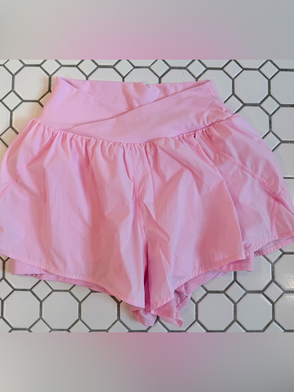 Light Pink Women's Athletic Skort with Built-In Shorts